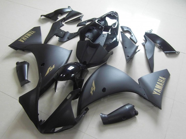 Erschwingliche Yamaha YZF R1 Motorrad Verkleidung 2009-2011 - Glanzendes Schwarz Matt Schwarz Gold Aufkleber