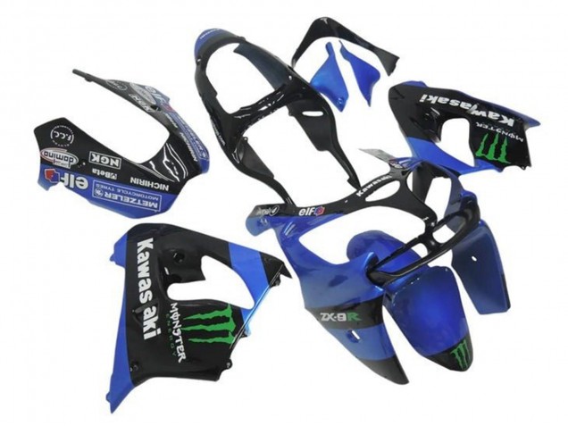 Erschwingliche Kawasaki ZX9R Motorrad Verkleidung 2000-2001 - Blau Schwarz Grun Monster