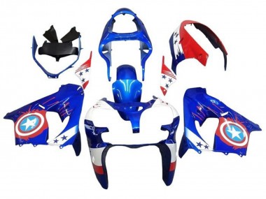 Erschwingliche Kawasaki ZX9R Motorrad Verkleidung 2000-2001 - Blau Rot Captain America Stern