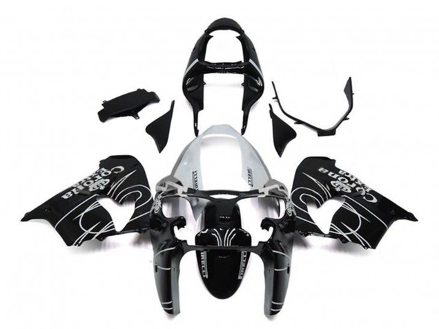 Erschwingliche Kawasaki ZX9R Motorrad Verkleidung 2002-2003 - Glanzendes Schwarz Weiss Corona Extra
