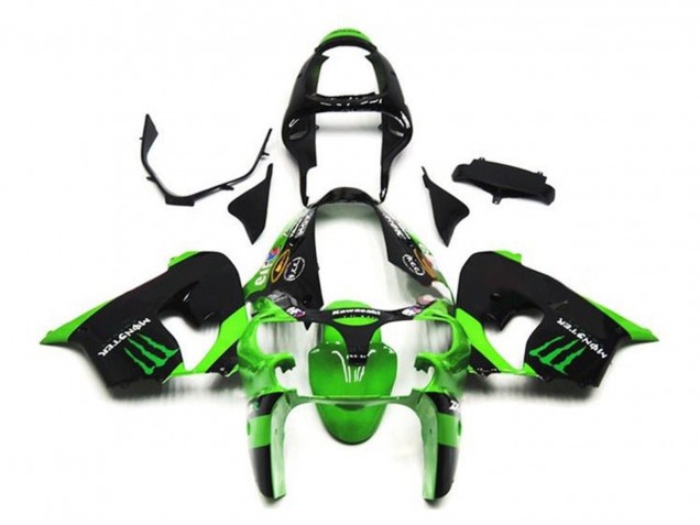 Erschwingliche Kawasaki ZX9R Motorrad Verkleidung 2002-2003 - Grun Schwarz Monster
