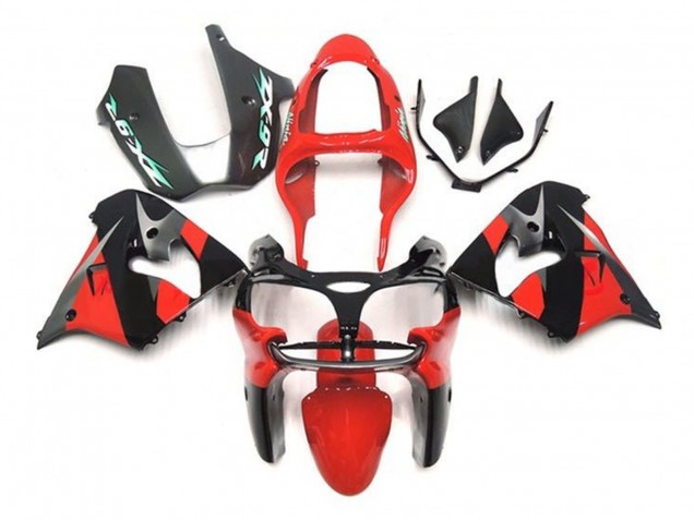 Erschwingliche Kawasaki ZX9R Motorrad Verkleidung 2002-2003 - Rot Schwarz Silber