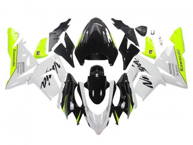 Erschwingliche Kawasaki ZX10R Motorrad Verkleidung 2004-2005 - Weiss Schwarz Neon Gelb