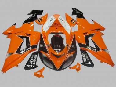 Erschwingliche Kawasaki ZX10R Motorrad Verkleidung 2006-2007 - Orange Weiss Schwarz Rennen Elf