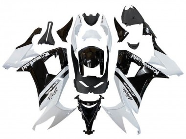 Erschwingliche Kawasaki ZX10R Motorrad Verkleidung 2008-2010 - Weiss Glanzendes Schwarz Streifen