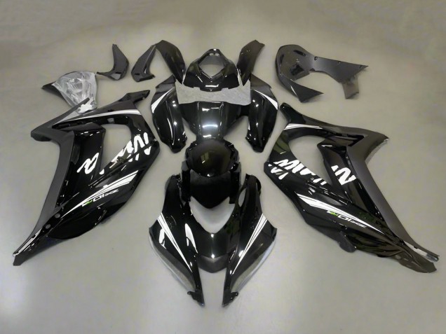 Erschwingliche Kawasaki ZX10R Motorrad Verkleidung 2016-2020 - Glanzendes Schwarz Weiss Streifen