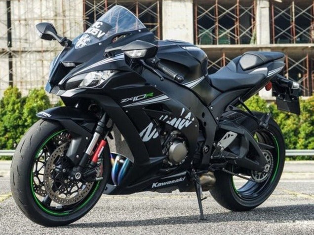 Erschwingliche Kawasaki ZX10R Motorrad Verkleidung 2016-2020 - Matt Schwarz Weiss Grun