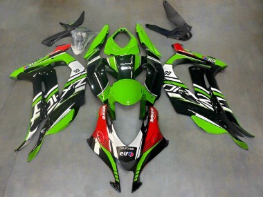 Erschwingliche Kawasaki ZX10R Motorrad Verkleidung 2016-2020 - Grun Schwarz Rot Weiss Elf