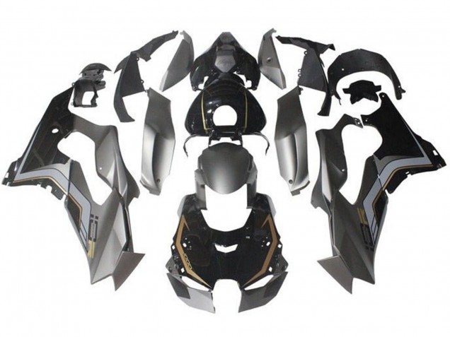 Erschwingliche Kawasaki ZX10R Motorrad Verkleidung 2021-2025 - Grau Glanzendes Schwarz Gold