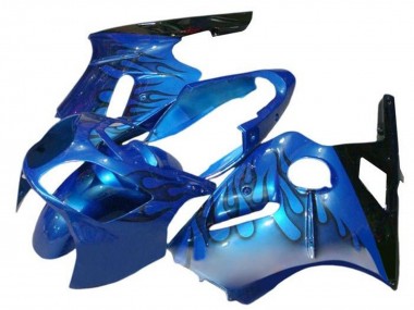 Erschwingliche Kawasaki ZX12R Motorrad Verkleidung 2000-2001 - Blau Schwarz Flamme