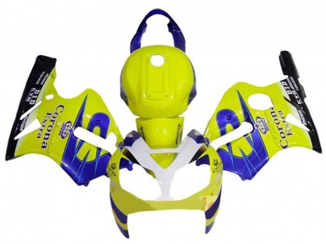 Erschwingliche Kawasaki ZX12R Motorrad Verkleidung 2000-2001 - Gelb Weiss Blau Corona Extra