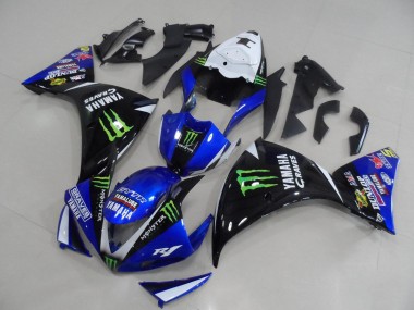 Erschwingliche Yamaha YZF R1 Motorrad Verkleidung 2012-2014 - Weiss Blau Glanzendes Schwarz Grun Graves Yamalube Monster