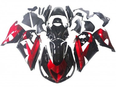Erschwingliche Kawasaki ZX14R ZZR1400 Motorrad Verkleidung 2006-2011 - Rot Glanzendes Schwarz