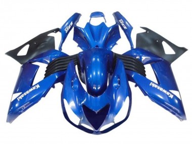 Erschwingliche Kawasaki ZX14R ZZR1400 Motorrad Verkleidung 2006-2011 - Blau Schwarz Weiss Aufkleber