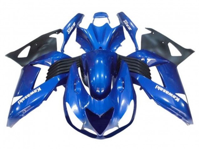 Erschwingliche Kawasaki ZX14R ZZR1400 Motorrad Verkleidung 2006-2011 - Blau Schwarz Weiss Aufkleber
