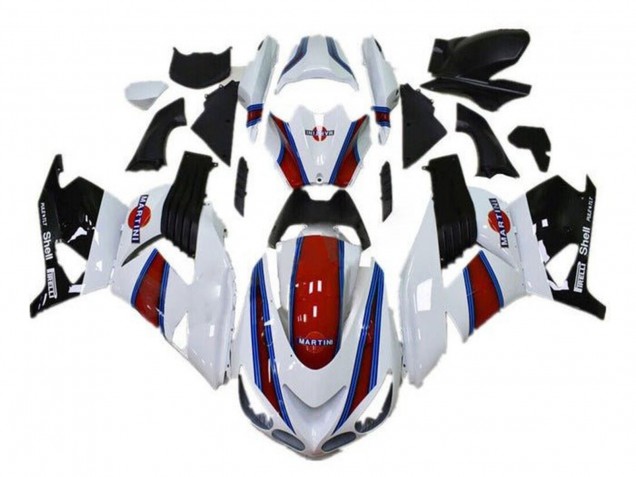 Erschwingliche Kawasaki ZX14R ZZR1400 Motorrad Verkleidung 2006-2011 - Weiss Rot Blau Schwarz Martini