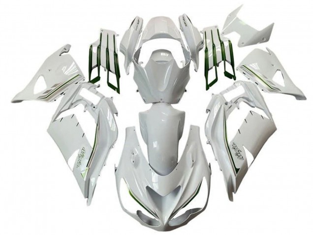 Erschwingliche Kawasaki ZX14R ZZR1400 Motorrad Verkleidung 2012-2024 - Weiss Grun Silber Streifen