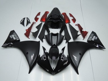 Erschwingliche Yamaha YZF R1 Motorrad Verkleidung 2012-2014 - Glanzendes Schwarz Matt Schwarz Rot