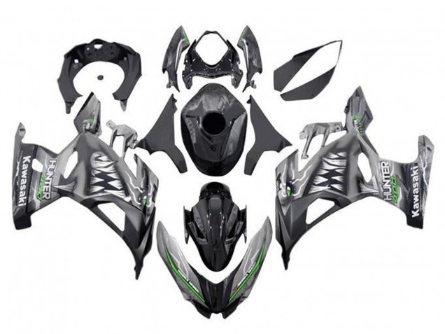 Erschwingliche Kawasaki Ninja 400 Motorrad Verkleidung 2018-2024 - Nardo Grau Schwarz Hai