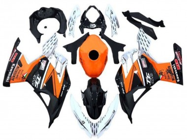 Erschwingliche Kawasaki Ninja 400 Motorrad Verkleidung 2018-2024 - Orange Weiss Schwarz