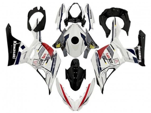 Erschwingliche Kawasaki Ninja 400 Motorrad Verkleidung 2018-2024 - Weiss Grau Gelb Rot Schwarz Streifen