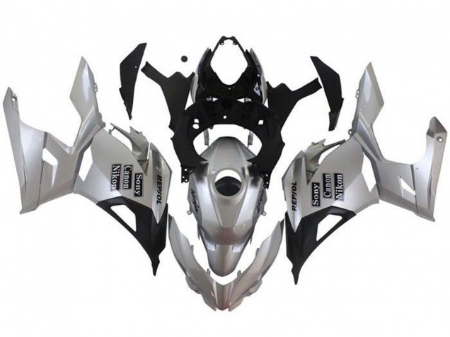 Erschwingliche Kawasaki Ninja 400 Motorrad Verkleidung 2018-2024 - Silber Schwarz Repsol