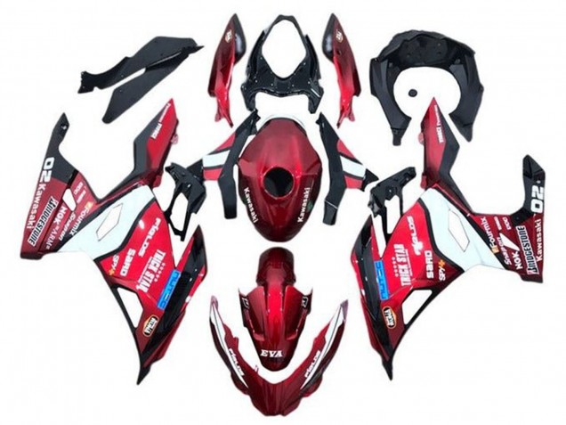 Erschwingliche Kawasaki Ninja 400 Motorrad Verkleidung 2018-2024 - Rot Blau Weiss Trick Star Bridgestone
