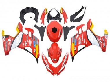 Erschwingliche Kawasaki Ninja 400 Motorrad Verkleidung 2018-2024 - Rot Weiss Gelb Schwarz Trick Star Bridgestone