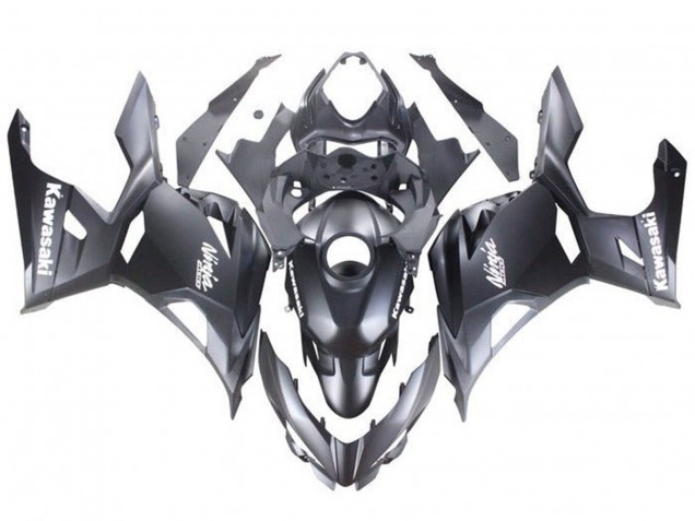 Erschwingliche Kawasaki Ninja 400 Motorrad Verkleidung 2018-2024 - Matt Schwarz Weiss Aufkleber