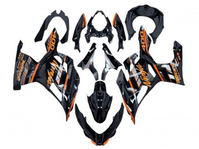 Erschwingliche Kawasaki Ninja 400 Motorrad Verkleidung 2018-2024 - Glanzendes Schwarz Orange Grau