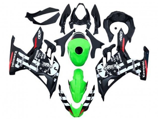 Erschwingliche Kawasaki Ninja 400 Motorrad Verkleidung 2018-2024 - Grun Schwarz Weiss Rot Schadel
