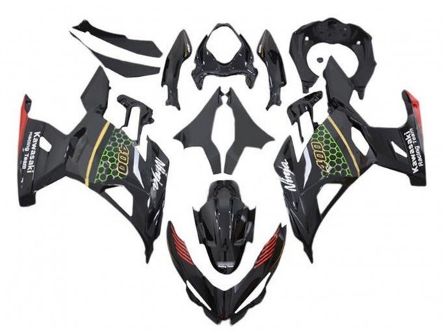 Erschwingliche Kawasaki Ninja 400 Motorrad Verkleidung 2018-2024 - Schwarz Grun Rot Gelb Waben