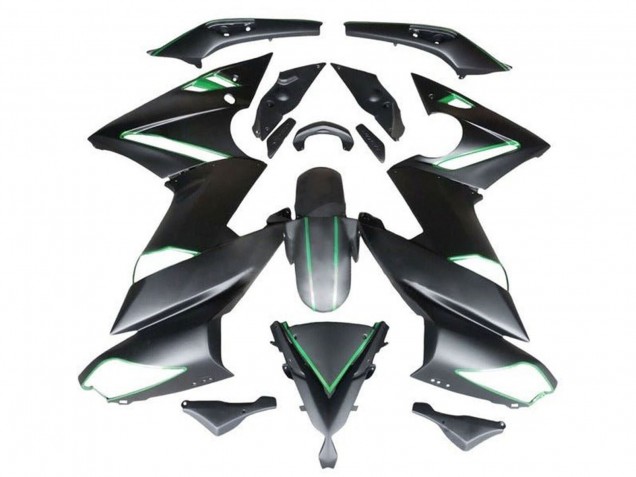 Erschwingliche Kawasaki Ninja 650 EX650 Motorrad Verkleidung 2009-2011 - Matt Schwarz Grun Streifen