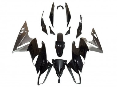 Erschwingliche Kawasaki Ninja 650 EX650 Motorrad Verkleidung 2009-2011 - Glanzendes Schwarz Silber