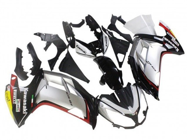 Erschwingliche Kawasaki Ninja ER6F Motorrad Verkleidung 2012-2014 - Silber Schwarz Rot Gelb