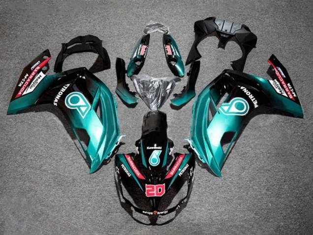 Erschwingliche Kawasaki Ninja 650 EX650 Motorrad Verkleidung 2012-2016 - Blau Glanzendes Schwarz Petronas