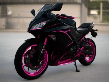 Erschwingliche Kawasaki Ninja 650 EX650 Motorrad Verkleidung 2017-2019 - Glanzendes Schwarz Rosa Streifen