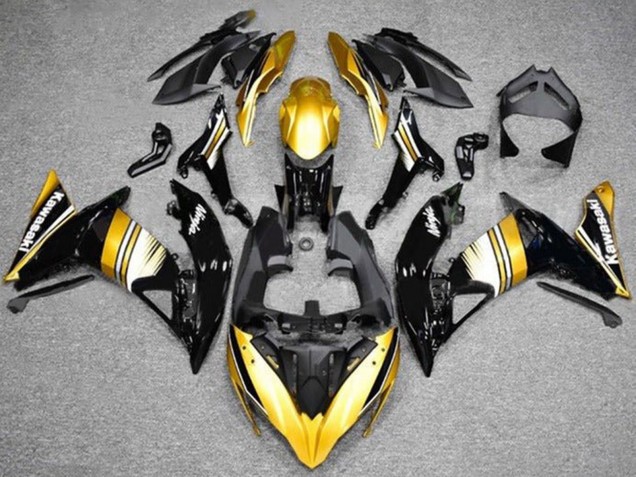 Erschwingliche Kawasaki Ninja 650 EX650 Motorrad Verkleidung 2017-2019 - Gold Schwarz Weiss