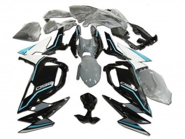 Erschwingliche Kawasaki Ninja 650 EX650 Motorrad Verkleidung 2020-2025 - Weiss Blau Glanzendes Schwarz
