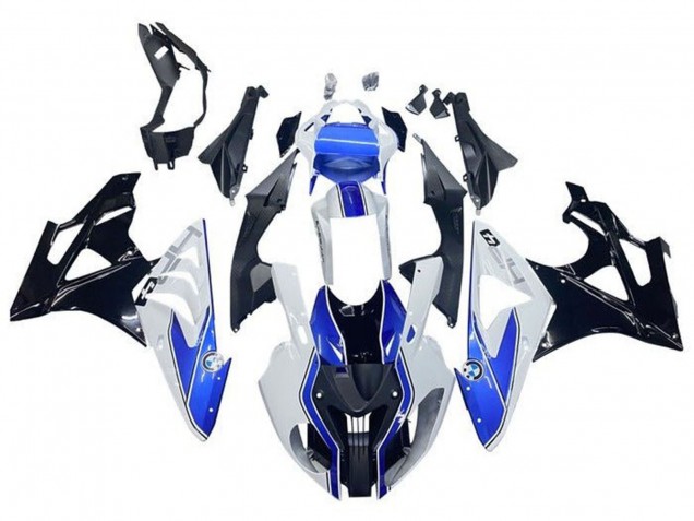 Erschwingliche BMW S1000RR Motorrad Verkleidung 2009-2014 - Weiss Blau Glanzendes Schwarz HP