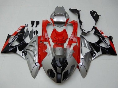 Erschwingliche BMW S1000RR Motorrad Verkleidung 2009-2014 - Silber Rot Schwarz