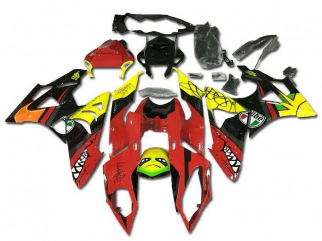 Erschwingliche BMW S1000RR Motorrad Verkleidung 2009-2014 - Gelb Rot Schwarz Hai