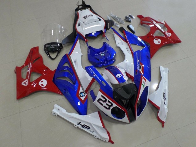 Erschwingliche BMW S1000RR Motorrad Verkleidung 2009-2014 - Weiss Rot Blau HP