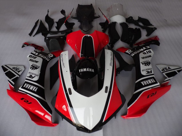 Erschwingliche Yamaha YZF R1 Motorrad Verkleidung 2015-2019 - Weiss Rot Schwarz Motul YSP