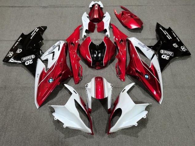 Erschwingliche BMW S1000RR Motorrad Verkleidung 2009-2014 - Weiss Rot Glanzendes Schwarz Castrol
