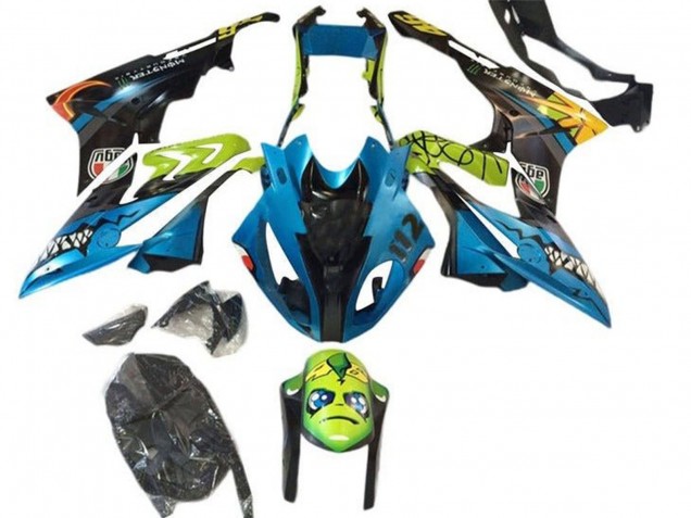 Erschwingliche BMW S1000RR Motorrad Verkleidung 2015-2016 - Gelb Blau Schwarz Hai