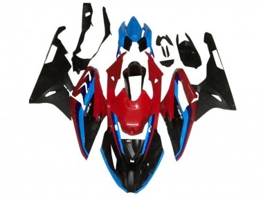 Erschwingliche BMW S1000RR Motorrad Verkleidung 2015-2016 - Rot Blau Schwarz Streifen