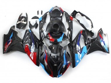 Erschwingliche BMW S1000RR Motorrad Verkleidung 2017-2018 - Blau Rot Kunst Carbonfaser
