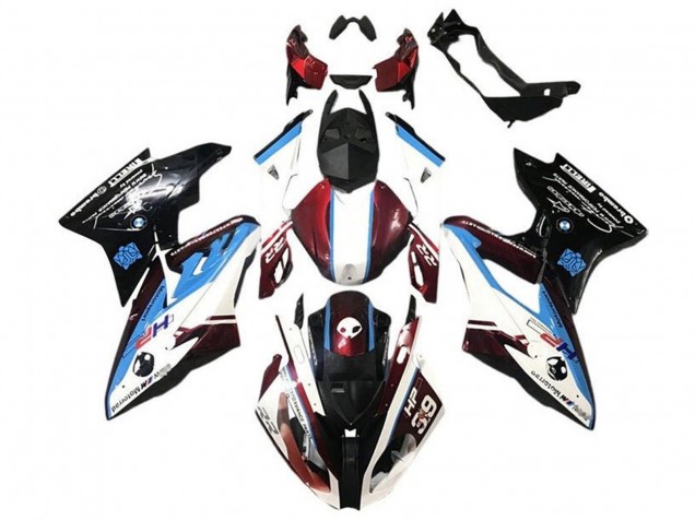 Erschwingliche BMW S1000RR Motorrad Verkleidung 2017-2018 - Weiss Blau Rot Glanzendes Schwarz