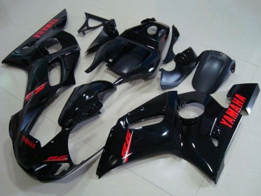 Erschwingliche Yamaha YZF R6 Motorrad Verkleidung 1998-2002 - Glanzendes Schwarz Rot Aufkleber